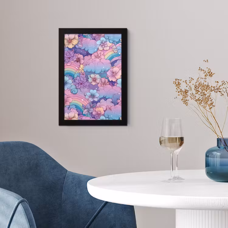 Regenbogen - Bloemen - Kleurrijk - Wolken fotolijst zwart zonder passe partout klein -sfeer4