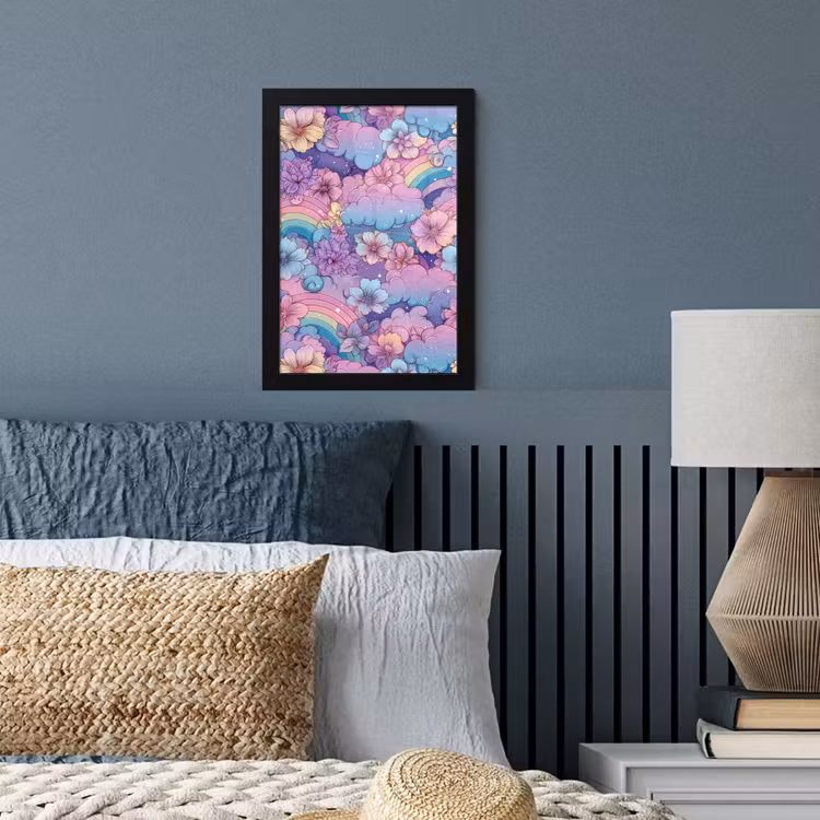 Regenbogen - Bloemen - Kleurrijk - Wolken fotolijst zwart zonder passe partout klein -sfeer3