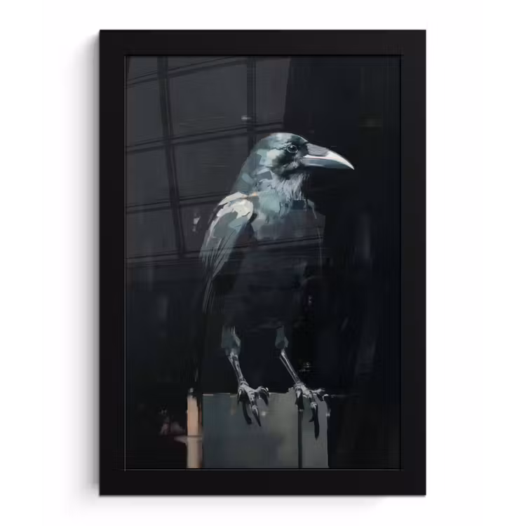 Raaf - Vogels - Zwart fotolijst zwart zonder passe partout klein -3d