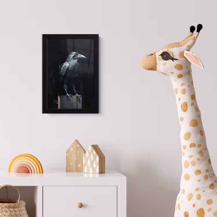 Raaf - Vogels - Zwart fotolijst zwart zonder passe partout klein -usfeer4_kinderkamer