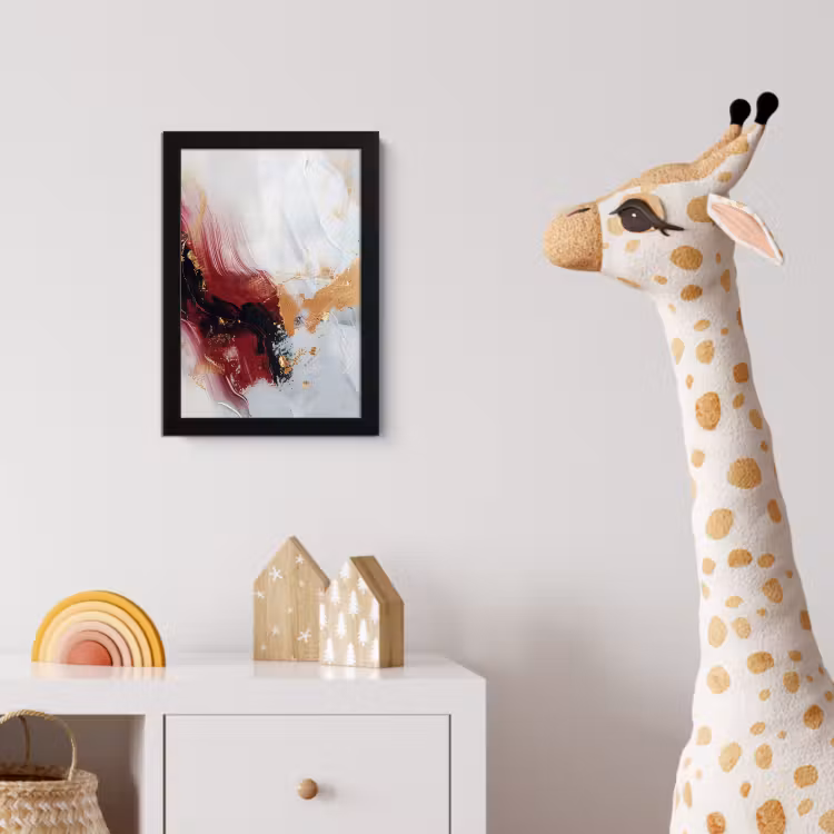 Rood - Abstract - Goud - Modern fotolijst zwart zonder passe partout klein -usfeer4_kinderkamer