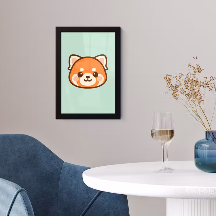 Rode panda - Groen - Cartoon fotolijst zwart zonder passe partout klein -sfeer4