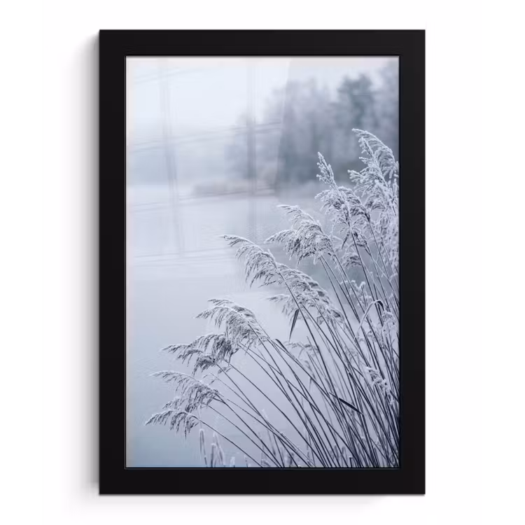 Riet - Bevroren - Winter - Natuur fotolijst zwart zonder passe partout klein -3d