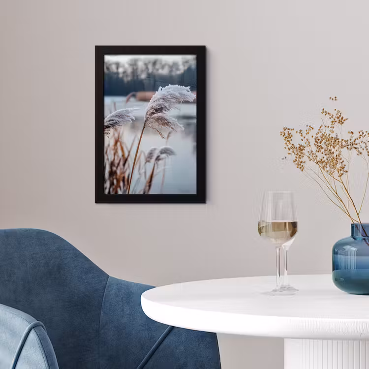 Riet - Gras - Natuur - Winter - Meer fotolijst zwart zonder passe partout klein -sfeer4