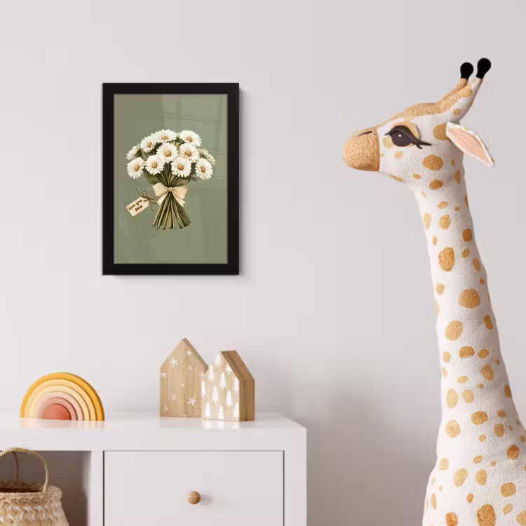 Lint - Boeket - Groen - Quote fotolijst zwart zonder passe partout klein -usfeer4_kinderkamer