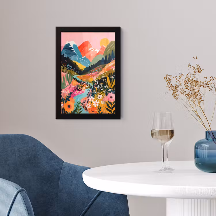 Rivier - Diepte - Bloemen fotolijst zwart zonder passe partout klein -sfeer4