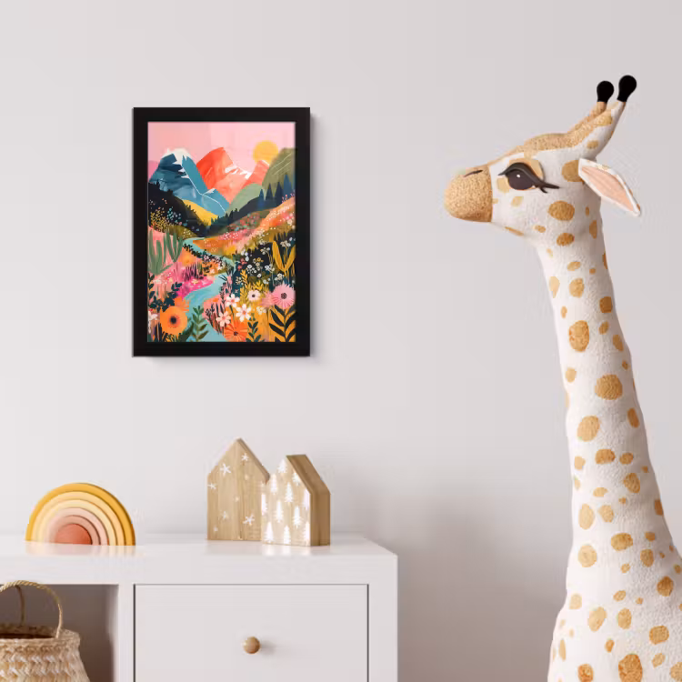 Rivier - Diepte - Bloemen fotolijst zwart zonder passe partout klein -usfeer4_kinderkamer