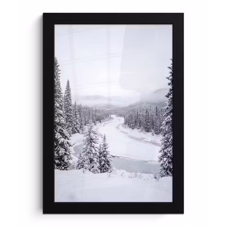 Rivier - Bevroren - Landschap - Winter fotolijst zwart zonder passe partout klein -3d