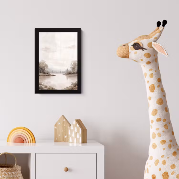 Rivierlandschap - Minimalistisch - Aardetinten fotolijst zwart zonder passe partout klein -usfeer4_kinderkamer