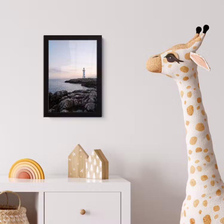Rotsen - Vuurtoren - Wit fotolijst zwart zonder passe partout klein -usfeer4_kinderkamer