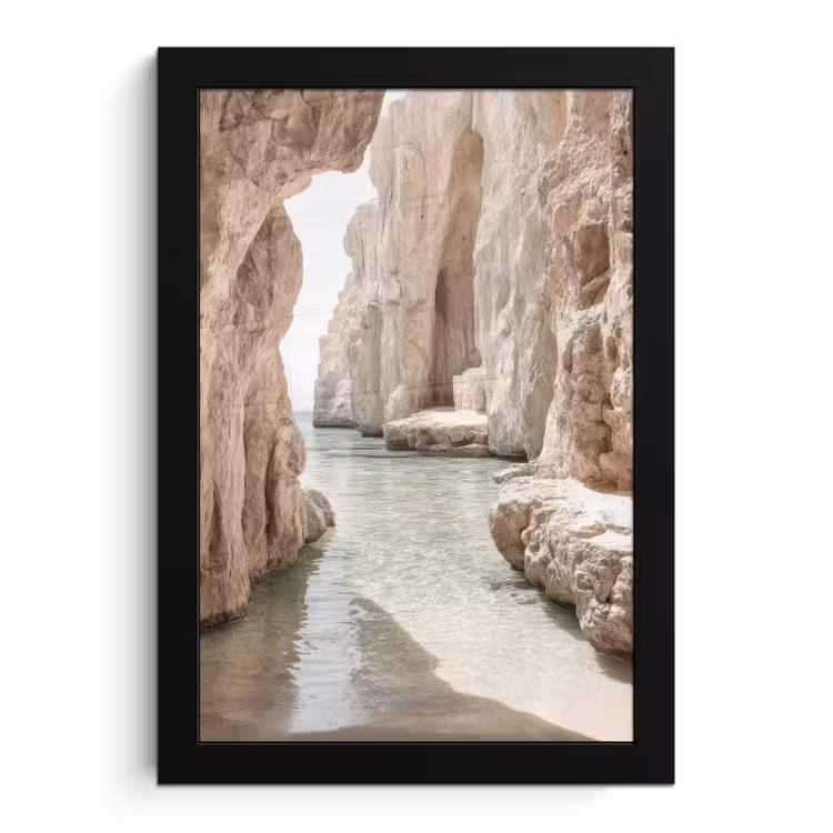Rotsen - Zee - Zand - Kloof fotolijst zwart zonder passe partout klein -3d