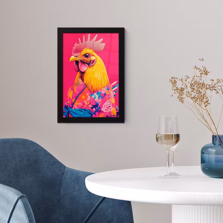 Haan - Kleurrijk - Kimono - Roze fotolijst zwart zonder passe partout klein -sfeer4