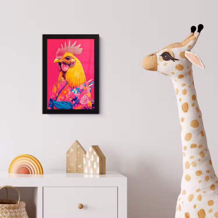 Haan - Kleurrijk - Kimono - Roze fotolijst zwart zonder passe partout klein -usfeer4_kinderkamer