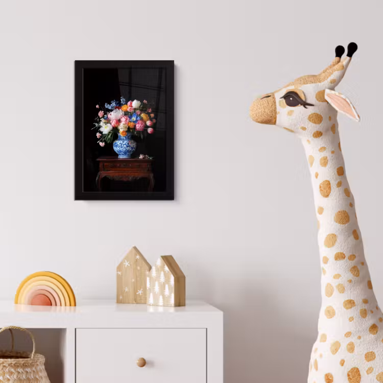 Rozen - Bloemen - Vaas - Boeket fotolijst zwart zonder passe partout klein -usfeer4_kinderkamer