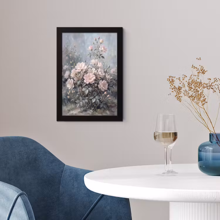 Rozen - Illustratie - Roze fotolijst zwart zonder passe partout klein -sfeer4