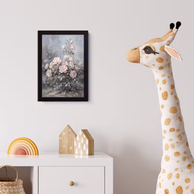 Rozen - Illustratie - Roze fotolijst zwart zonder passe partout klein -usfeer4_kinderkamer