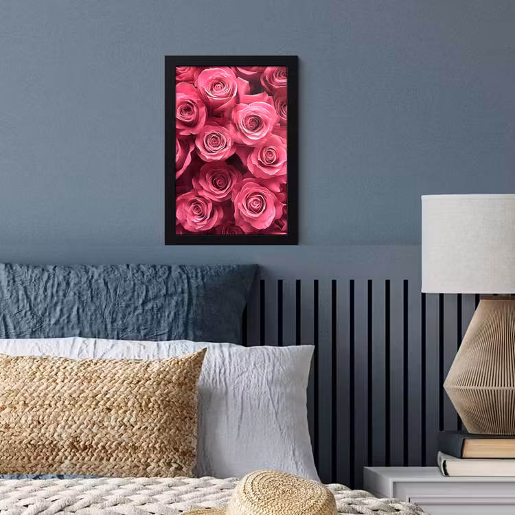 Rozen - Pink - Bloem fotolijst zwart zonder passe partout klein -sfeer3