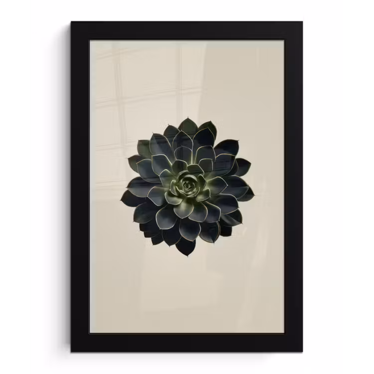 Rozet - Cirkelvormig - Donkergroen fotolijst zwart zonder passe partout klein -3d
