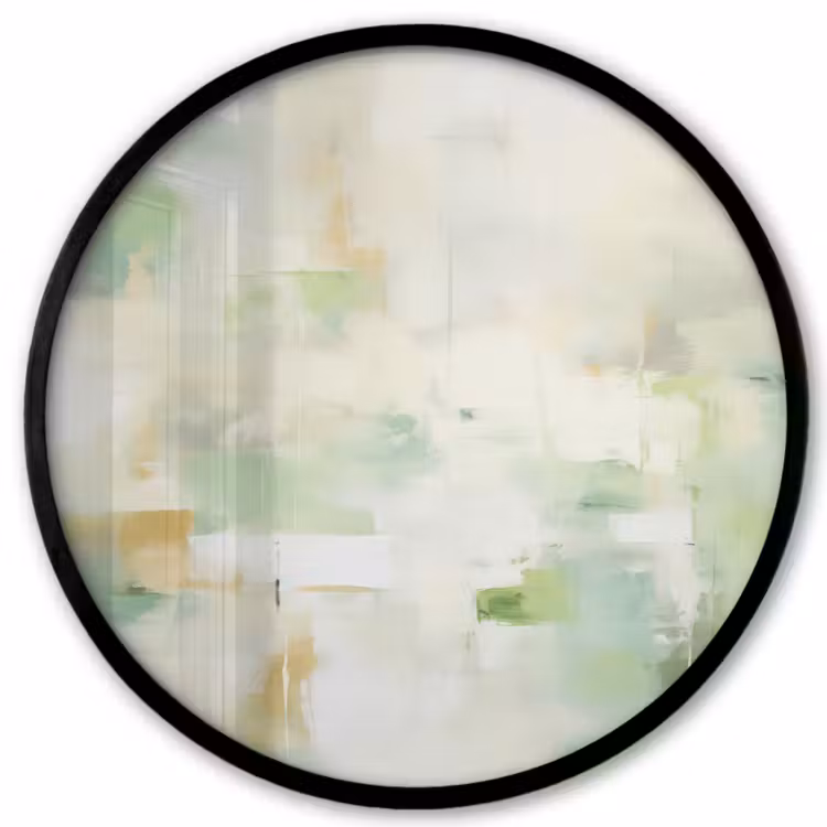 Abstract - Kunst - Wit - Groen - Modern Fotolijst rond zonder passe partout klein -3d