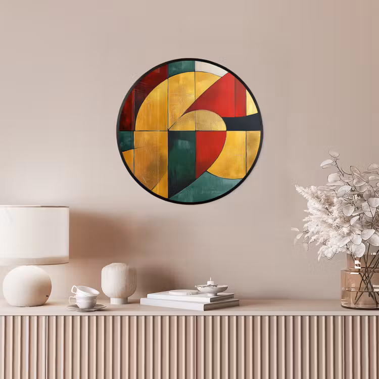 Abstract - Kerst - Goud - Rood - Groen Fotolijst rond zonder passe partout klein -sfeer3