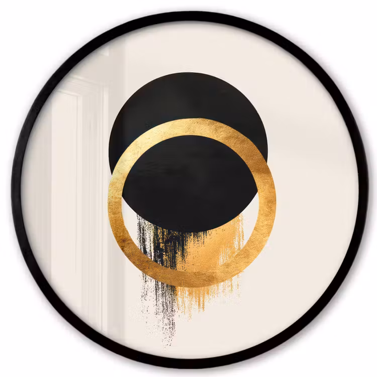 Abstract ontwerp - Zwarte cirkel - Verfvlekken Fotolijst rond zonder passe partout klein -3d