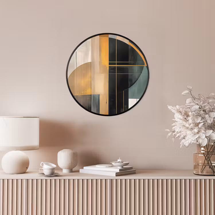 Abstract - Goud - Brons - Groen - Vormen - Modern Fotolijst rond zonder passe partout klein -sfeer3
