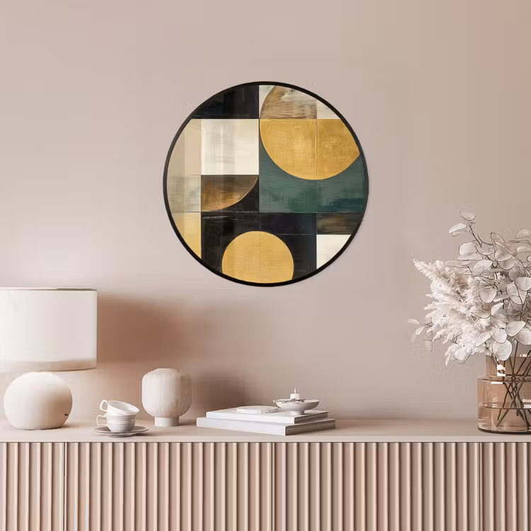 Abstract - Goud - Brons - Vormen - Geometrisch Fotolijst rond zonder passe partout klein -sfeer3