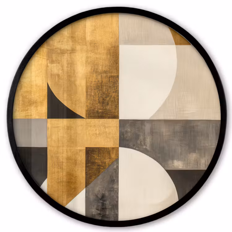 Abstract - Goud - Grijs - Vormen - Geometrisch Fotolijst rond zonder passe partout klein -3d