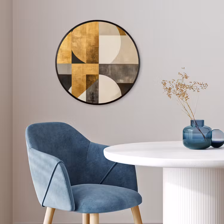 Abstract - Goud - Grijs - Vormen - Geometrisch Fotolijst rond zonder passe partout klein -sfeer2