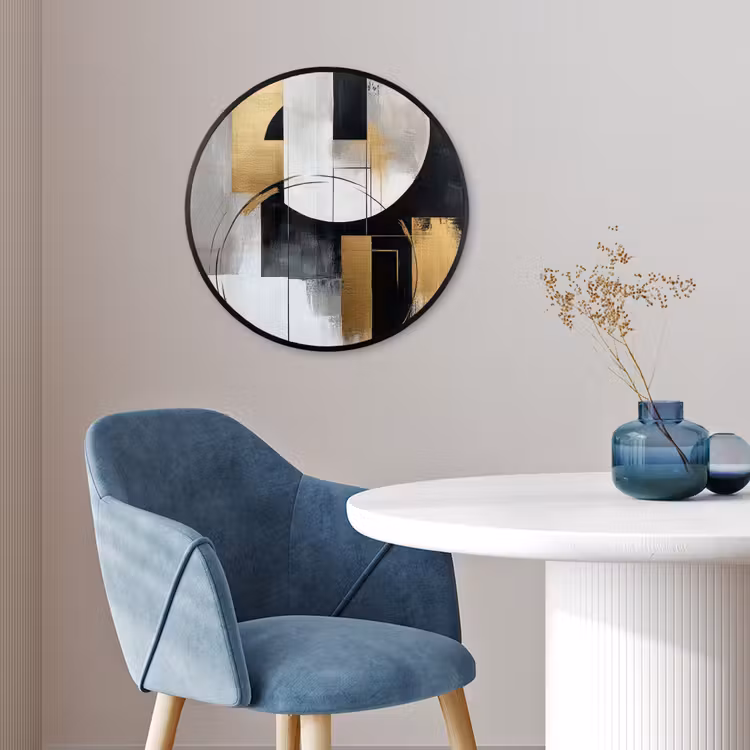 Abstract - Goud - Zilver - Vormen - Aesthetic Fotolijst rond zonder passe partout klein -sfeer2