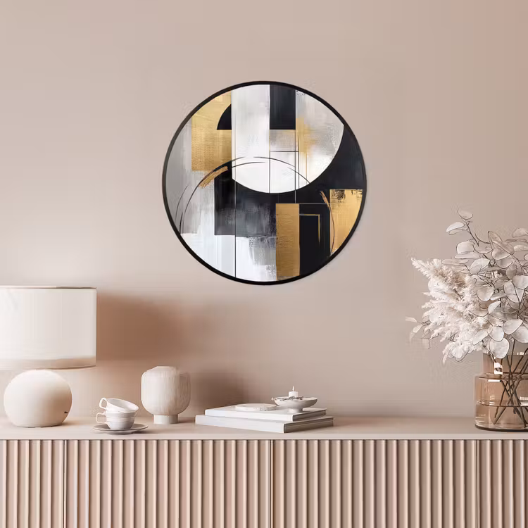 Abstract - Goud - Zilver - Vormen - Aesthetic Fotolijst rond zonder passe partout klein -sfeer3