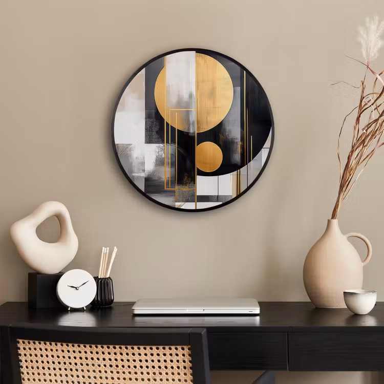 Abstract - Goud - Zilver - Vormen - Aesthetic - Modern Fotolijst rond zonder passe partout klein -sfeer1