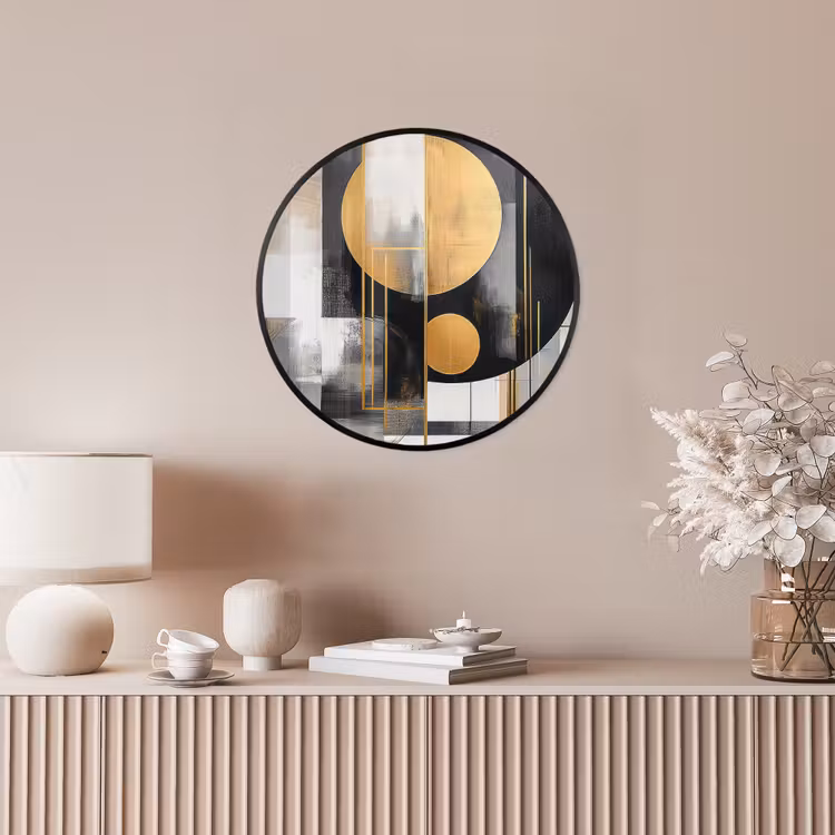 Abstract - Goud - Zilver - Vormen - Aesthetic - Modern Fotolijst rond zonder passe partout klein -sfeer3