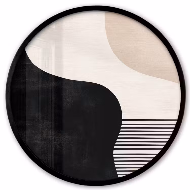 Abstract - Japandi - Beige - Modern Fotolijst rond zonder passe partout klein -3d