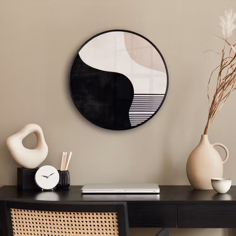Abstract - Japandi - Beige - Modern Fotolijst rond zonder passe partout klein -sfeer1
