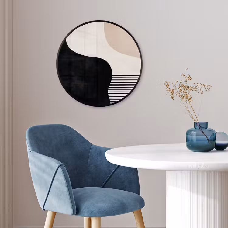 Abstract - Japandi - Beige - Modern Fotolijst rond zonder passe partout klein -sfeer2