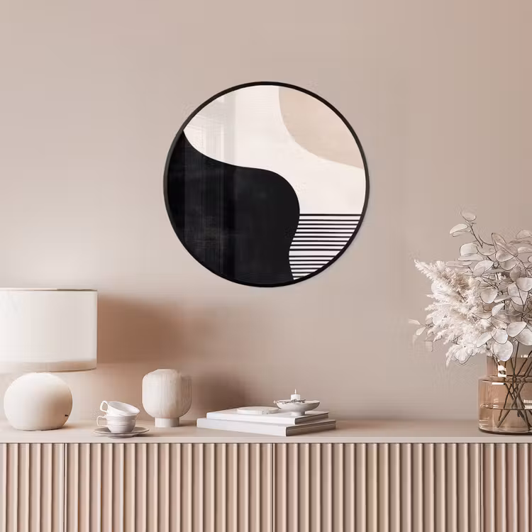 Abstract - Japandi - Beige - Modern Fotolijst rond zonder passe partout klein -sfeer3