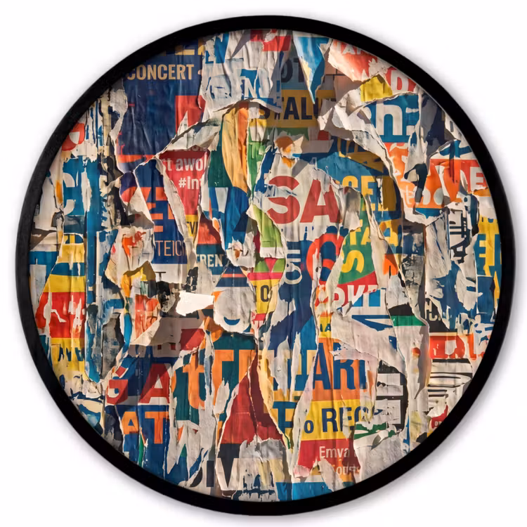 Abstract - Gelaagd papier - Urban - Modern - Kleurrijk Fotolijst rond zonder passe partout klein -3d