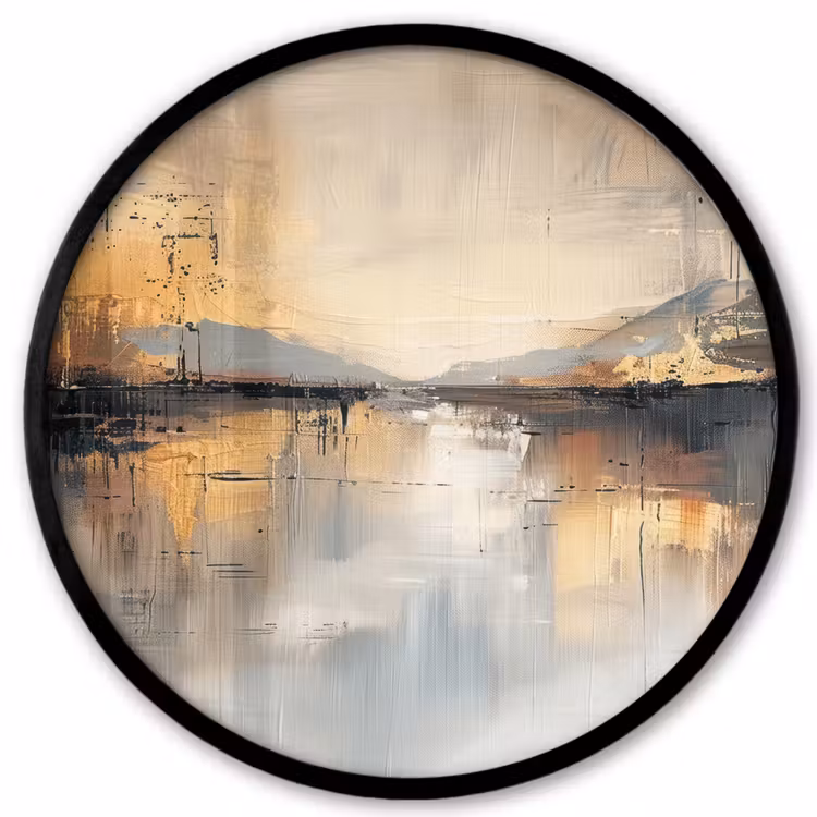 Abstract - Modern - Beige - Aesthetic - Goud Fotolijst rond zonder passe partout klein -3d