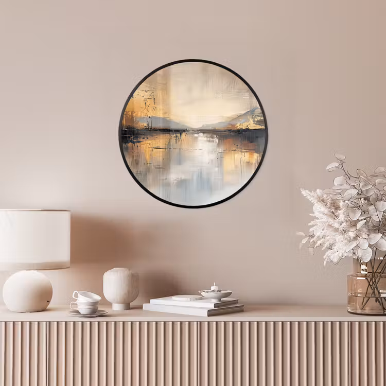 Abstract - Modern - Beige - Aesthetic - Goud Fotolijst rond zonder passe partout klein -sfeer3