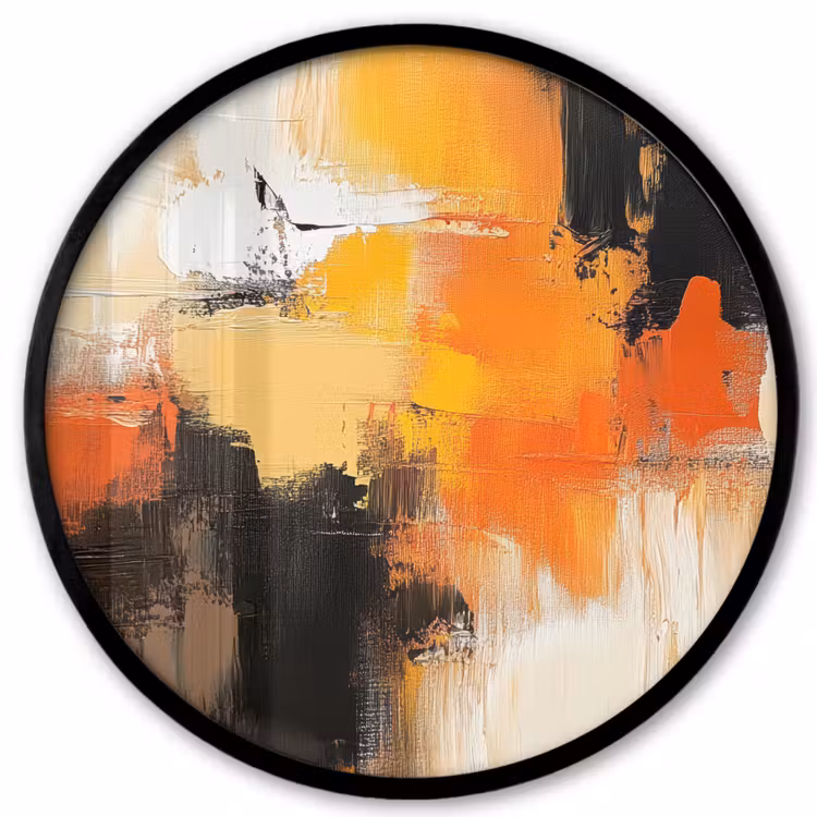 Abstract - Modern - Verflook - Herfst kleuren - Oranje Fotolijst rond zonder passe partout klein -3d
