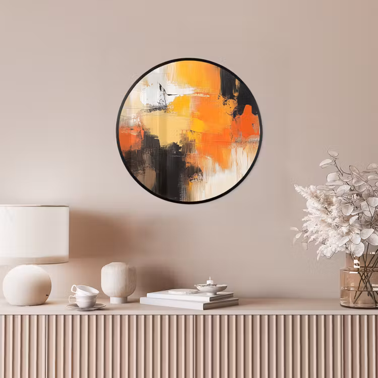 Abstract - Modern - Verflook - Herfst kleuren - Oranje Fotolijst rond zonder passe partout klein -sfeer3