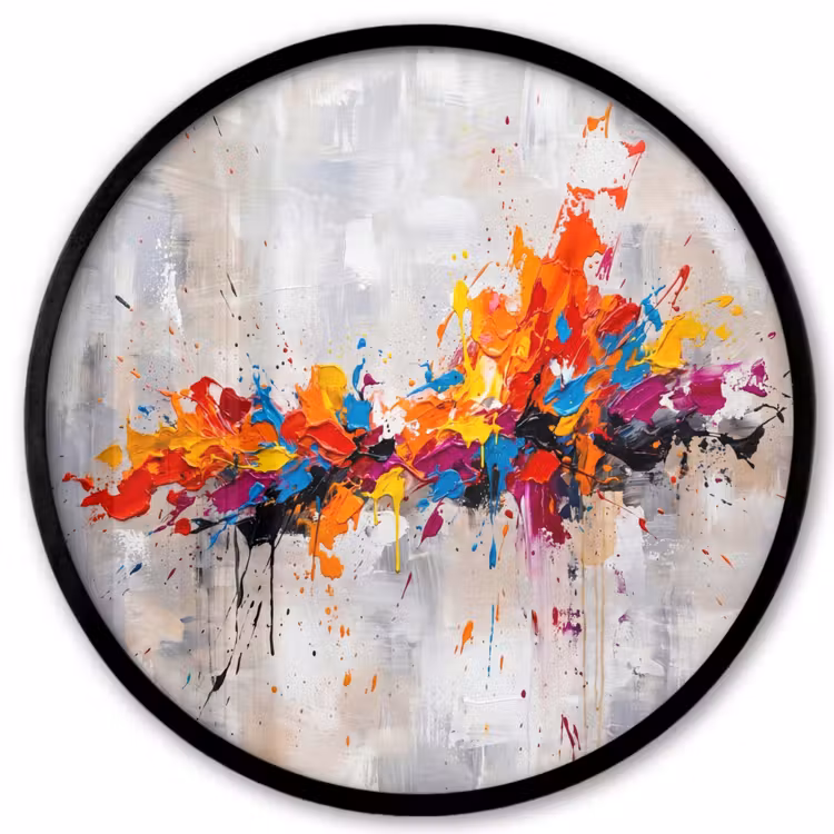 Abstract - Schilderij - Kleurrijk - Dynamisch Fotolijst rond zonder passe partout klein -3d
