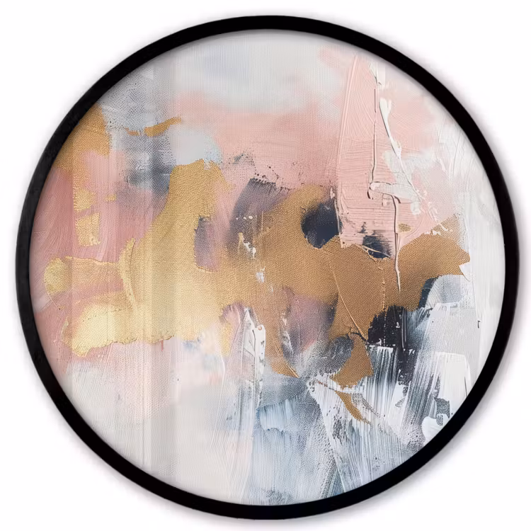 Abstract - Pastel kleuren - Goud - Modern - Aesthetic Fotolijst rond zonder passe partout klein -3d