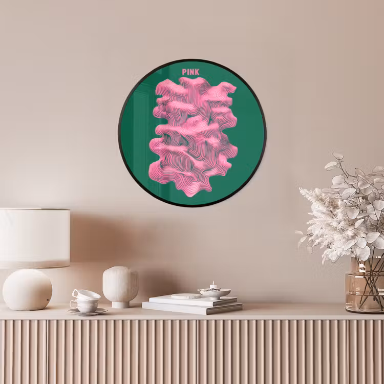Abstract - Pink - Lijnen - Groen Fotolijst rond zonder passe partout klein -sfeer3