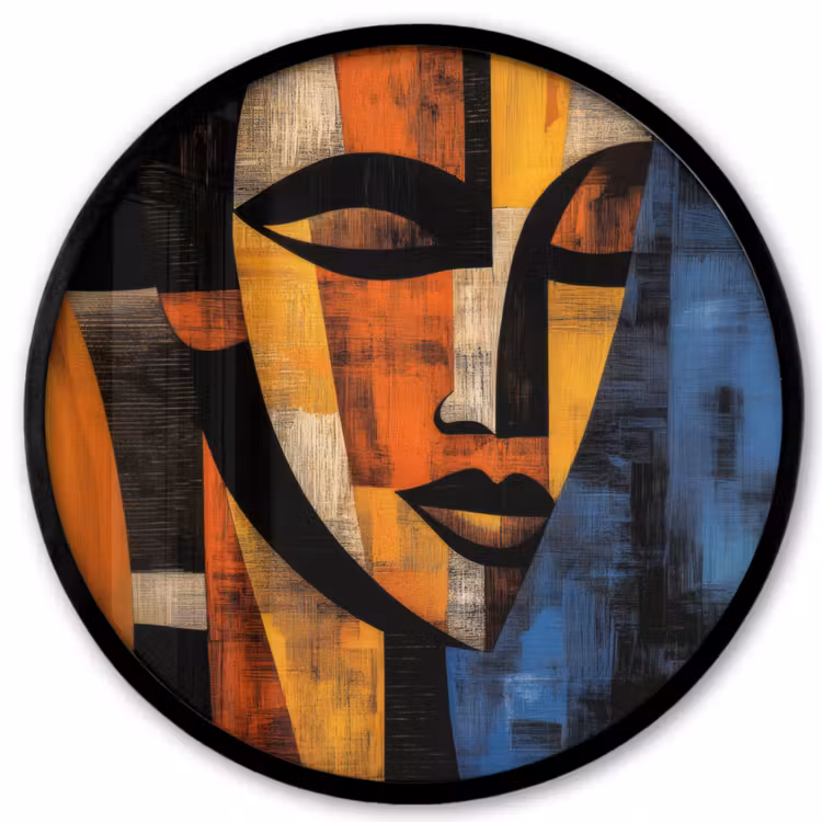 Abstract - Portret - Kleurvakken Fotolijst rond zonder passe partout klein -3d