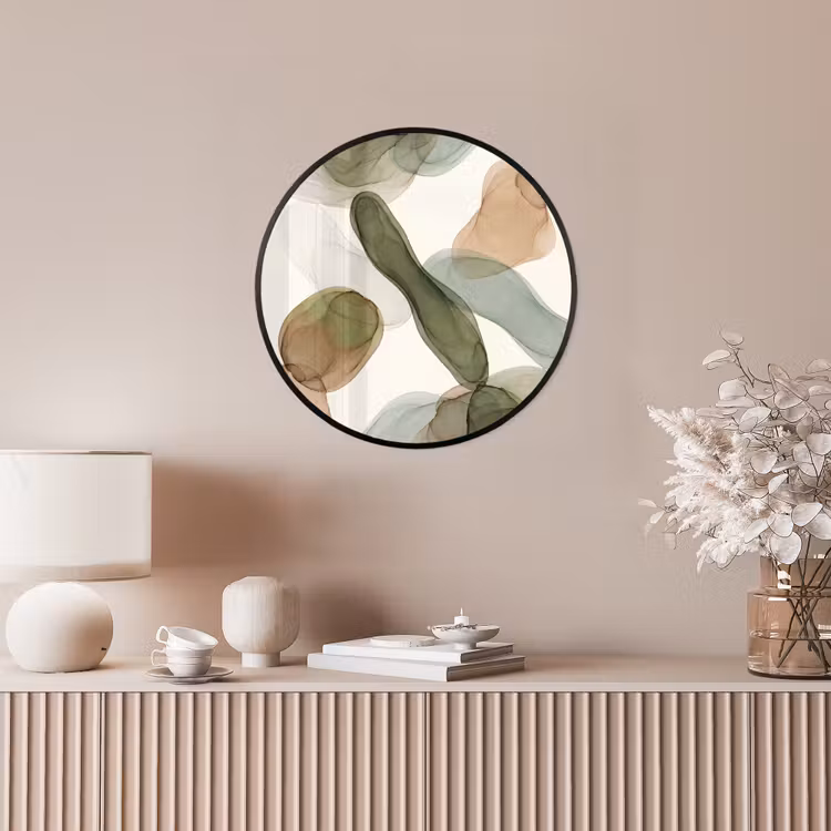 Abstract - Vormen - Modern - Kunst - Groen - Bruin Fotolijst rond zonder passe partout klein -sfeer3