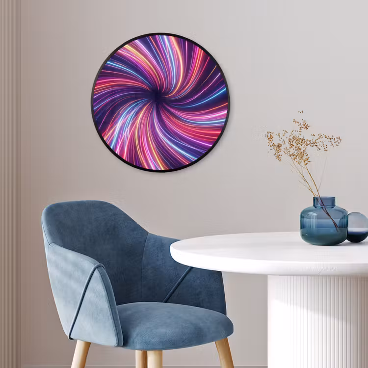 Abstract - Swirl - Futuristic - Neon Fotolijst rond zonder passe partout klein -sfeer2