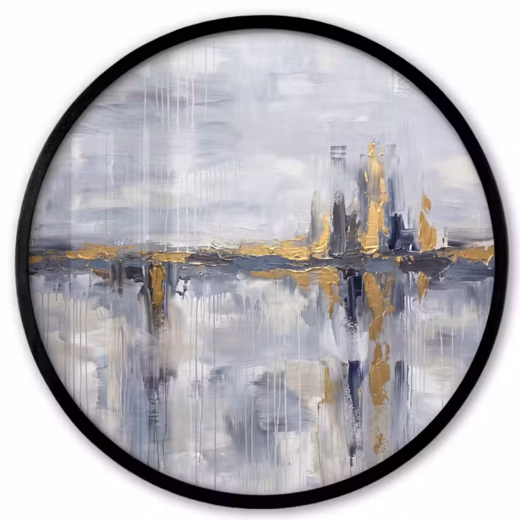 Abstract - Structuur - Goud - Grijs - Modern Fotolijst rond zonder passe partout klein -3d