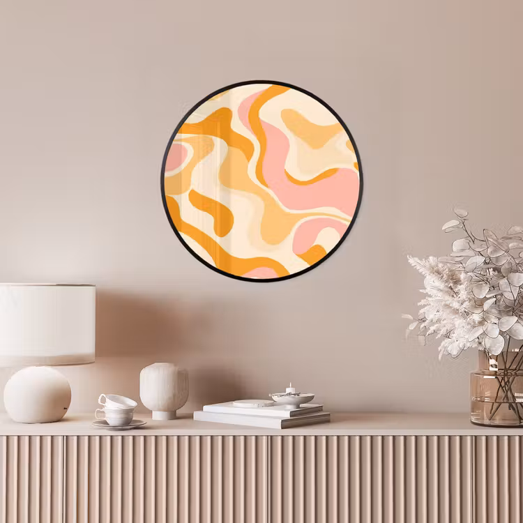 Abstract - Golvend - Oranje Fotolijst rond zonder passe partout klein -sfeer3